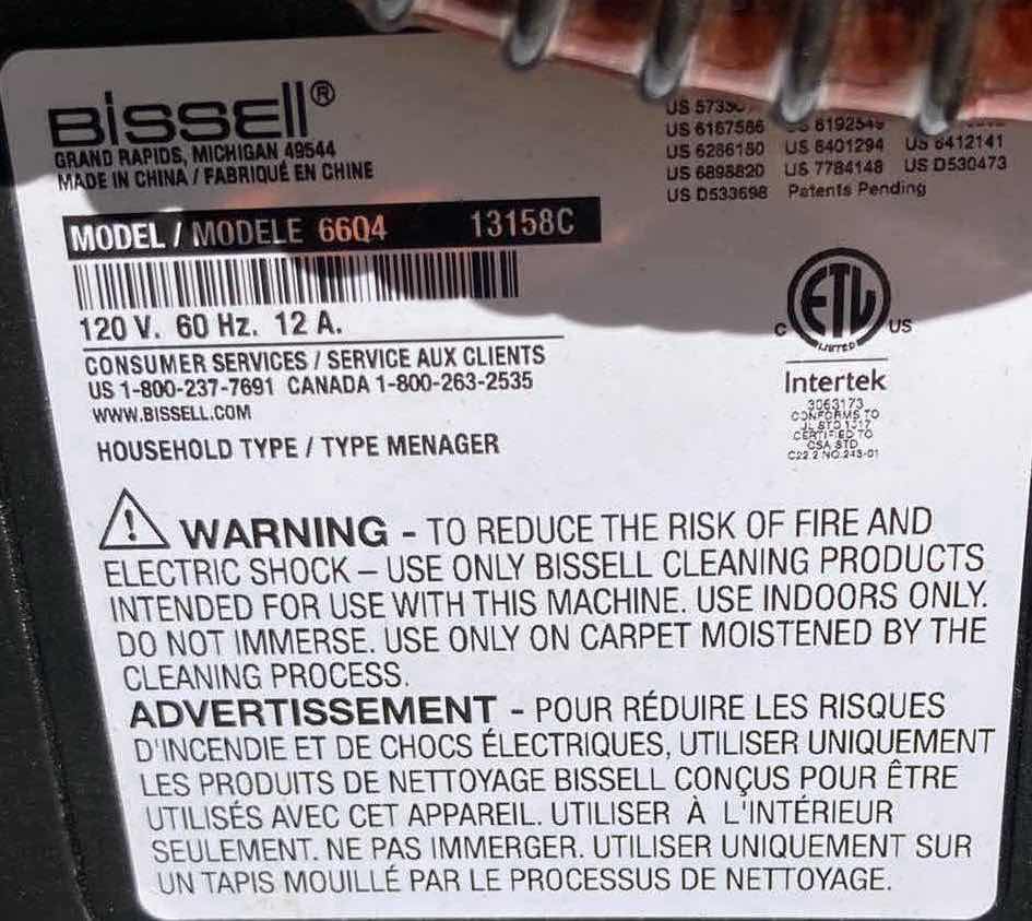 Photo 1 of BISSELL PROHEAT 2X HEALTHY HOME DUAL DIRTLIFTER POWERBRUSH CARPET CLEANER MODEL 66Q4