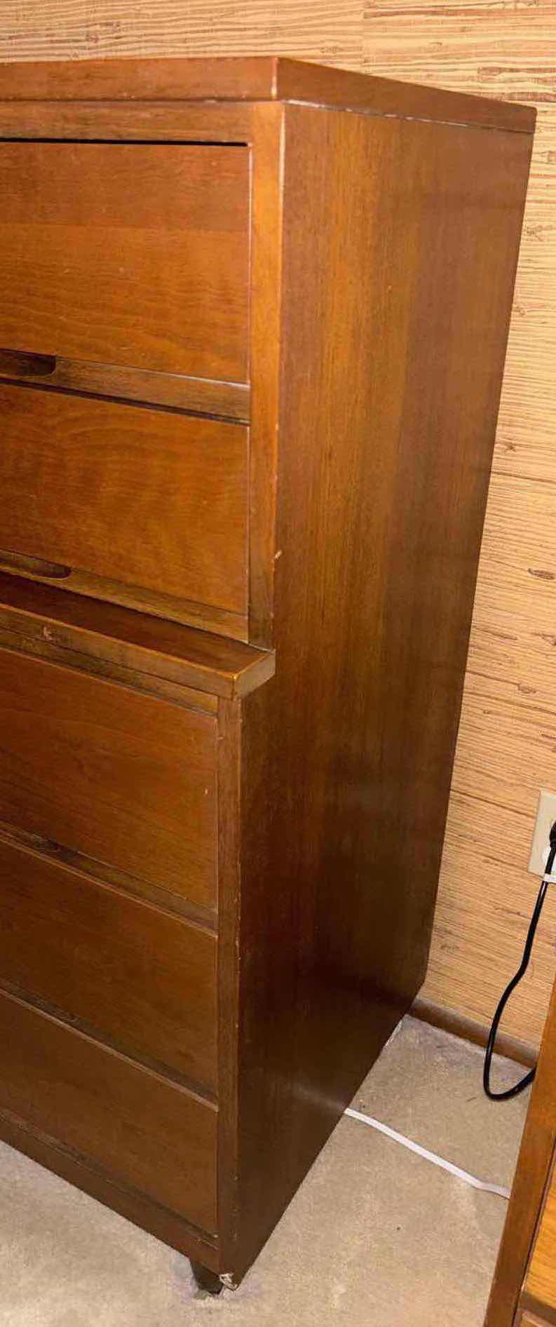 Photo 1 of LA PERIOD FURNITURE MID CENTURY MODERN WALNUT WOODEN 5-DRAWER TALL DRESSER 18” X 36” H42.25”