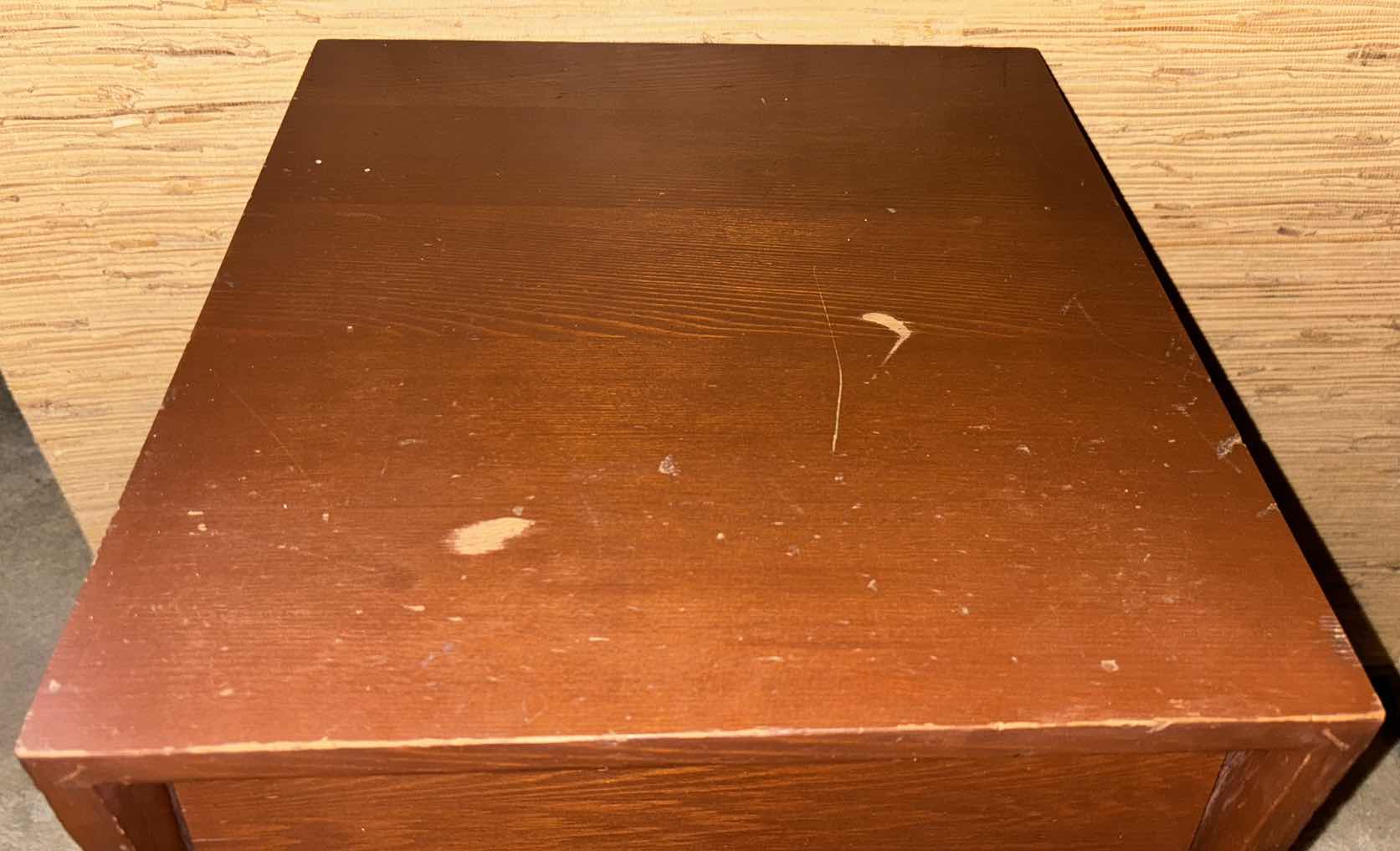 Photo 1 of MID CENTURY MODERN WALNUT NIGHTSTAND W 3 “BABY STEPS” DRAWERS 17.5” X 16” H29.25”