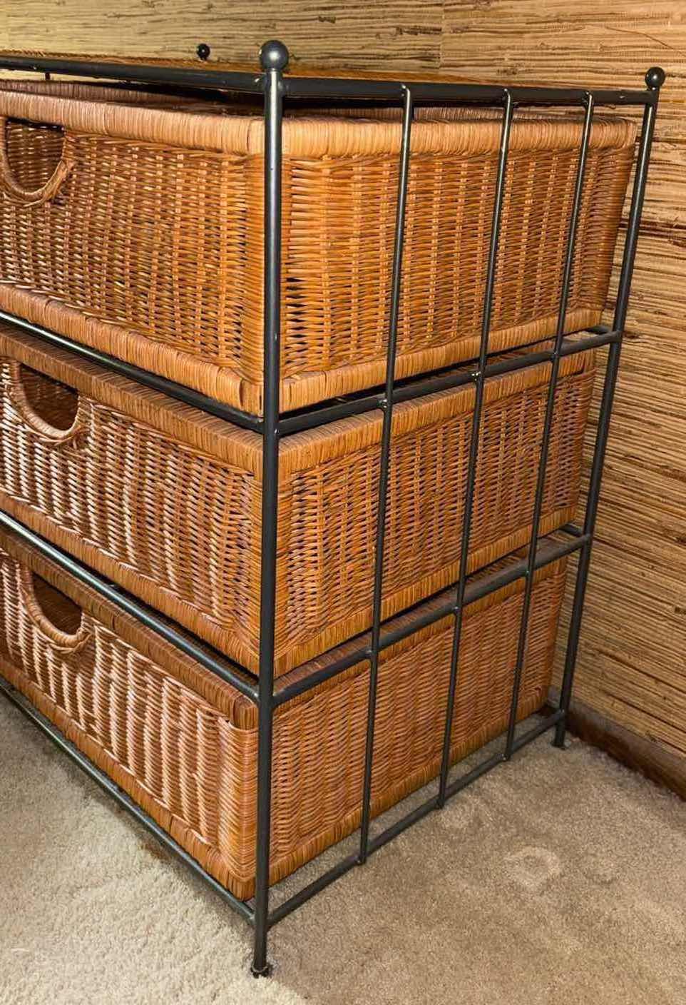 Photo 1 of WICKER/METAL 3 DRAWER STAND 16” X 24.5” H26.25”