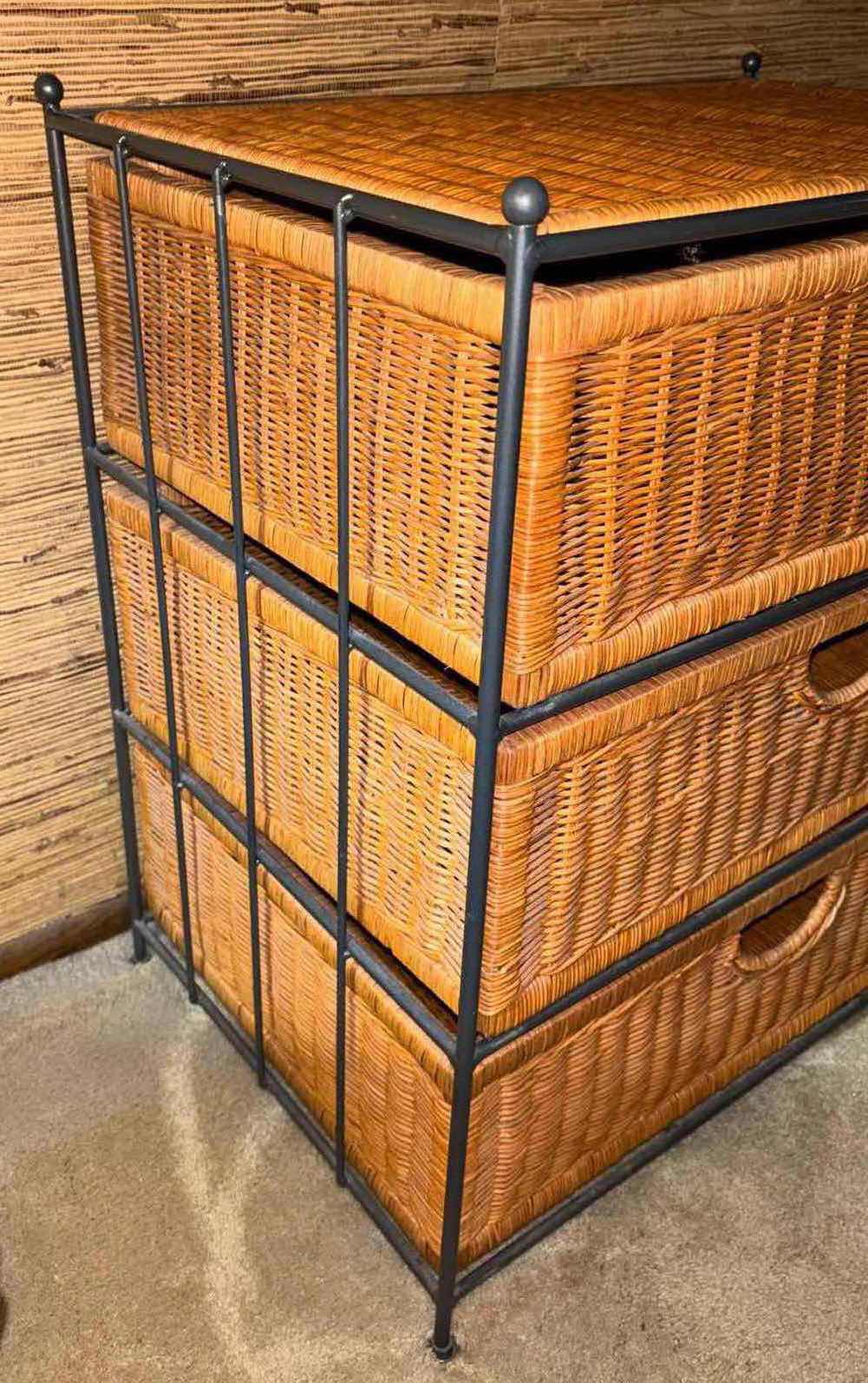 Photo 1 of WICKER/METAL 3 DRAWER STAND 16” X 24.5” H26.25”