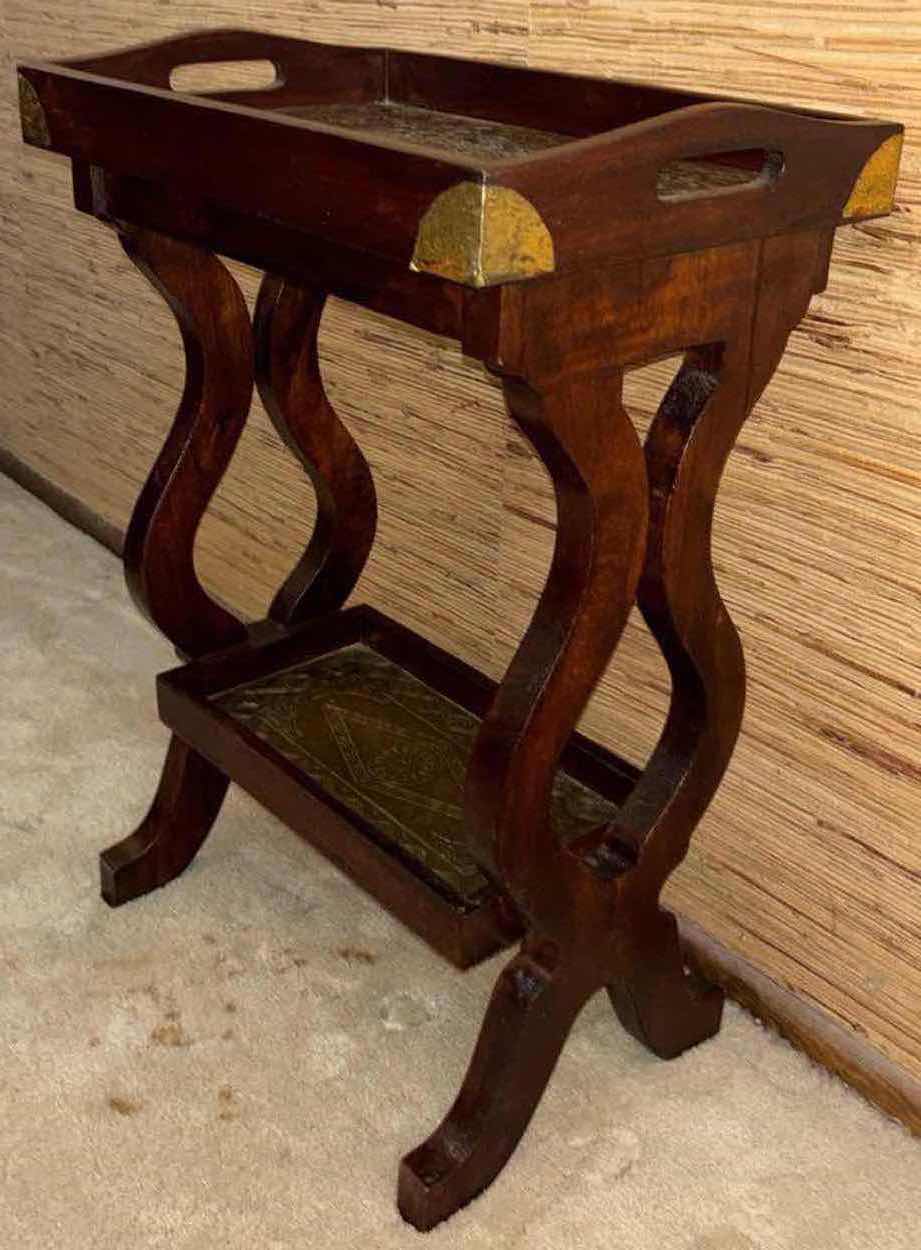 Photo 1 of PIER 1 IMPORTS MOCHA SARI TRAY WOOD END TABLE 12” X 18” H26”