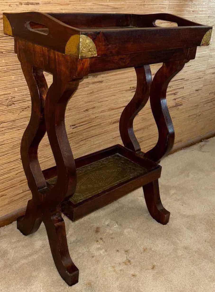 Photo 1 of PIER 1 IMPORTS MOCHA SARI TRAY WOOD END TABLE 12” X 18” H26”