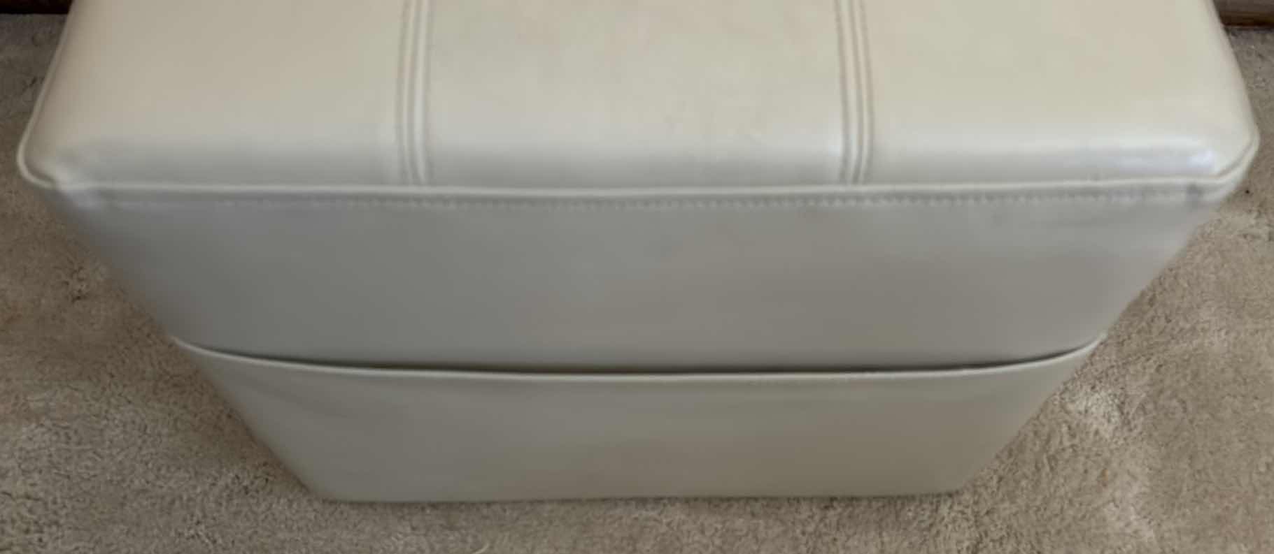 Photo 1 of PIER 1 IMPORTS MID CENTURY MODERN POUF TUFTED SQUARE OTTOMAN W MAGAZINE FLAP 19.5” X 19.5” H17.25”