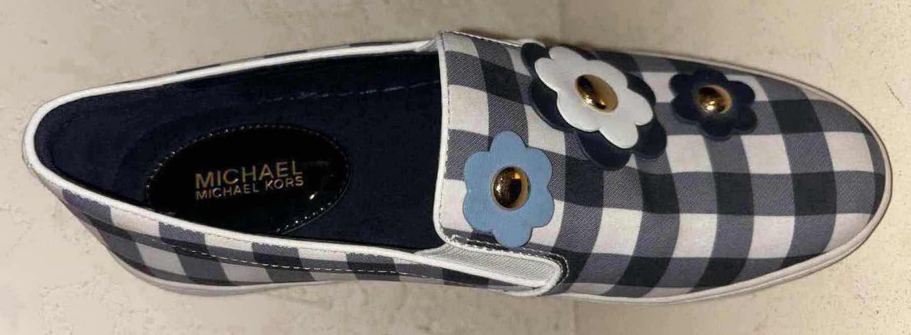 Photo 1 of MICHAEL KORS KEATON FLORAL GINGHAM SLIP-ON SNEAKERS (WOMENS 7.5)