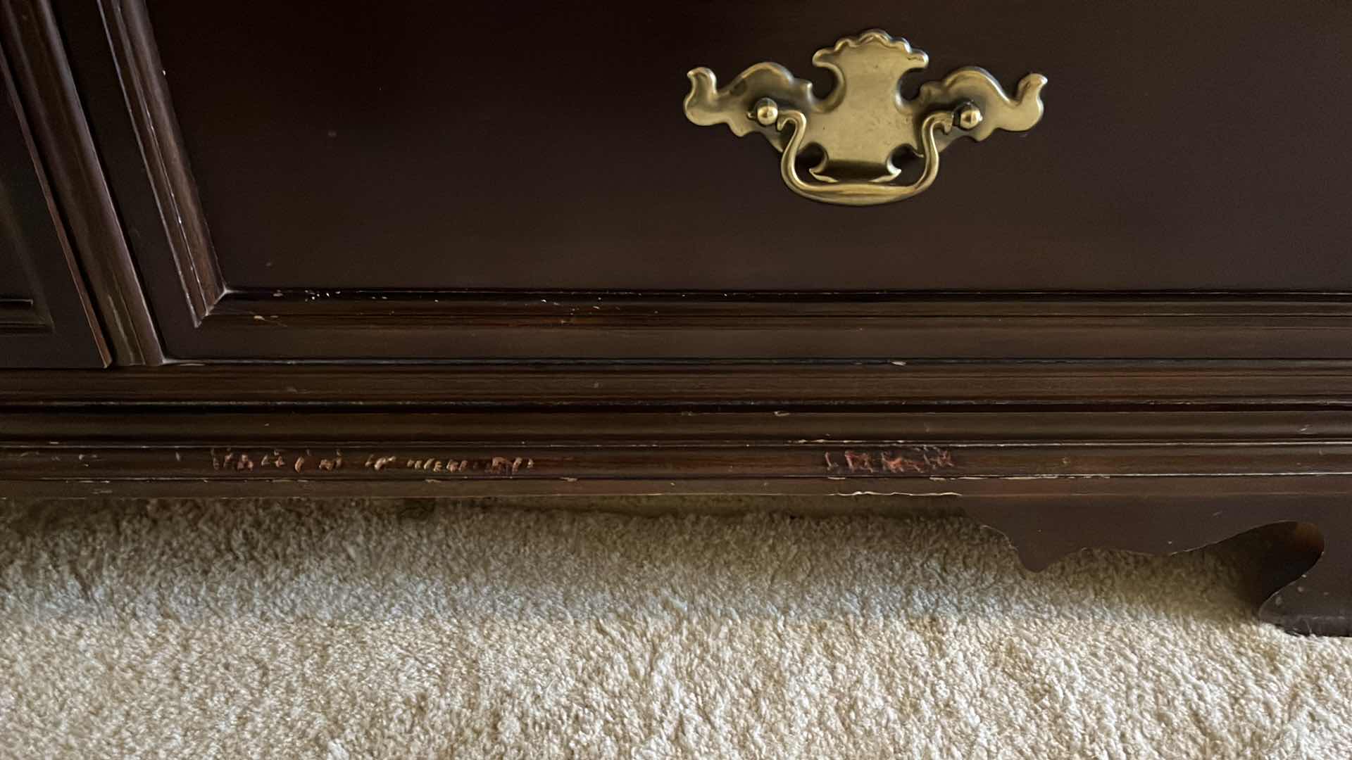 Photo 1 of BASSETT DARK WALNUT WOOD 9 DRAWER MULE CHEST DRESSER 52” X 19” H41”