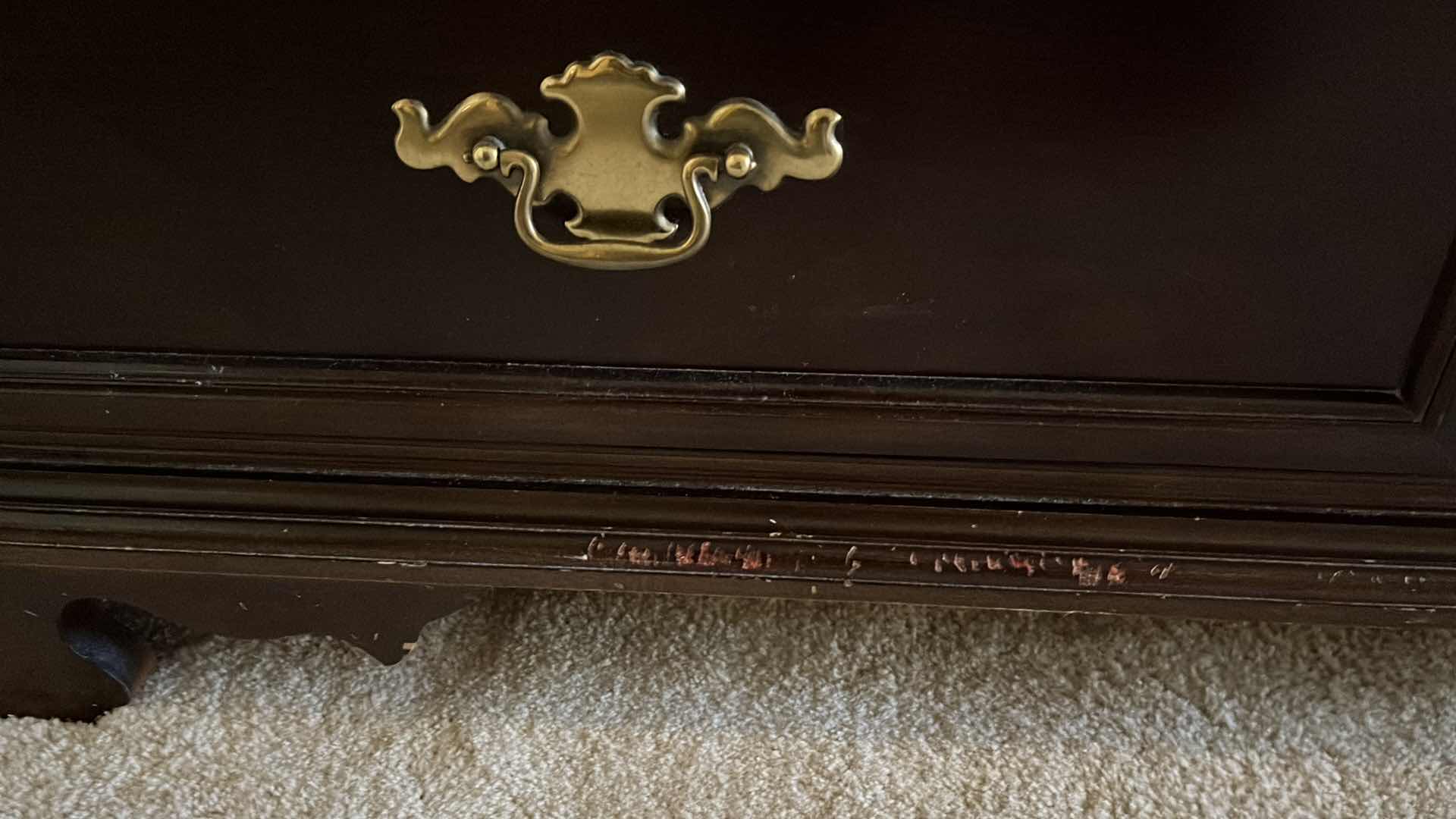 Photo 1 of BASSETT DARK WALNUT WOOD 9 DRAWER MULE CHEST DRESSER 52” X 19” H41”