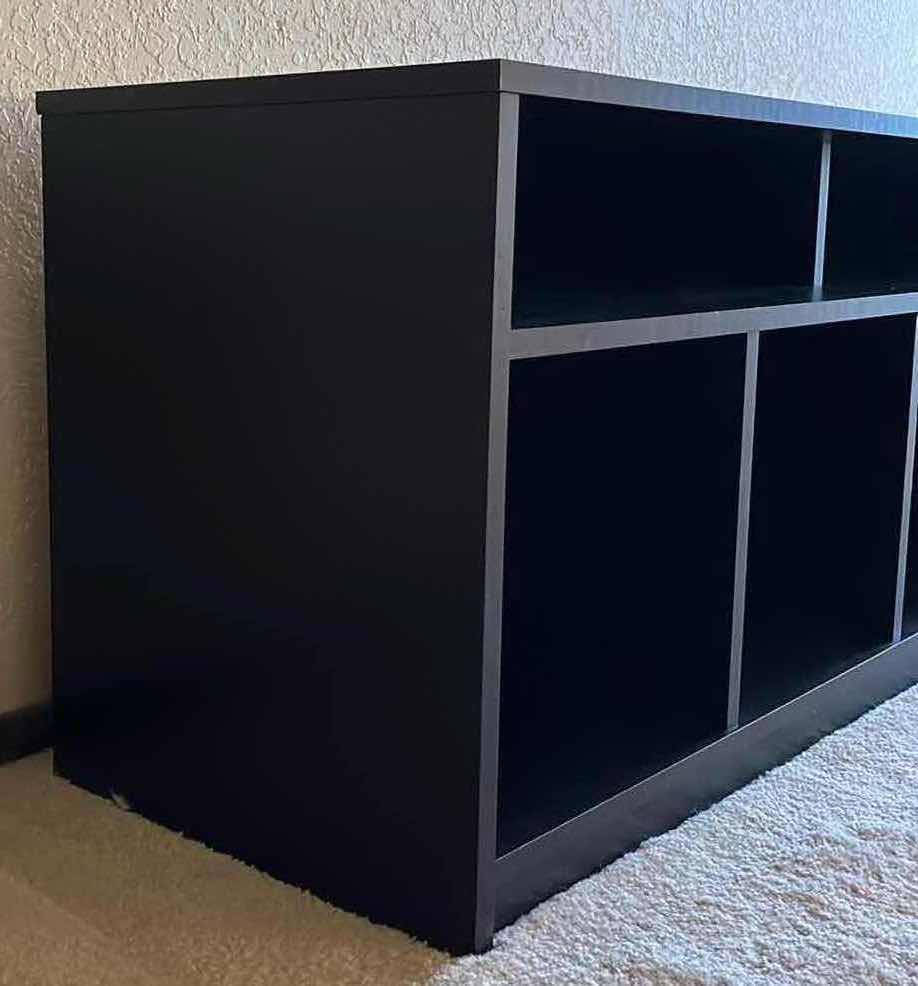 Photo 1 of MAINSTAYS TRUE BLACK OAK WOOD LAMINATE FINISH TV STAND ENTERTAINMENT CENTER 47.5” X 16” H20”