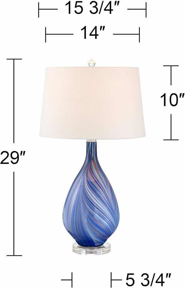 Photo 1 of POSSINI EURO DESIGN TAYLOR MODERN MULTI-COLOR ART GLASS BASE WHITE DRUM SHADE LAMP