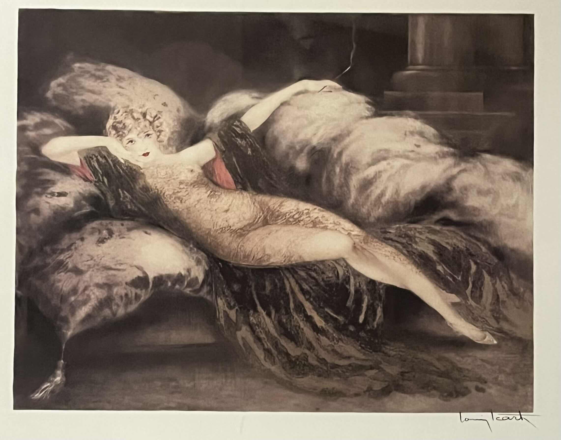 Photo 1 of GOLDEN VEIL FRAMED ARTWORK SIGNED BY LOUIS ICART YR1930 31.25” X 35.5”