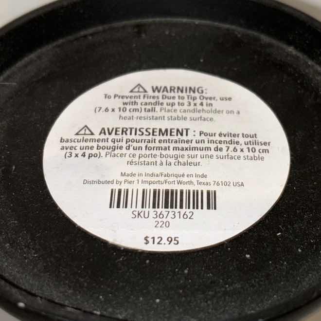 Photo 1 of PIER 1 IMPORTS SET OF 2 BLACK PILLAR CANDLE STICKS (9.5” & 12”)