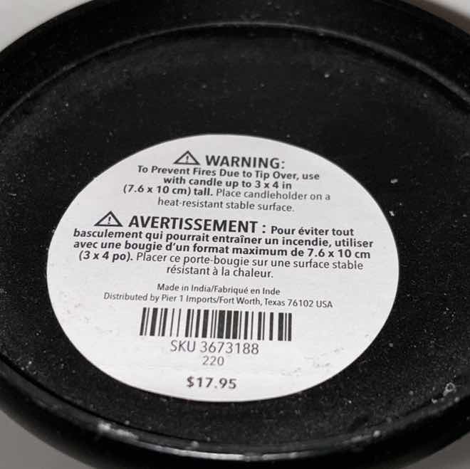 Photo 1 of PIER 1 IMPORTS SET OF 2 BLACK PILLAR CANDLE STICKS (9.5” & 12”)