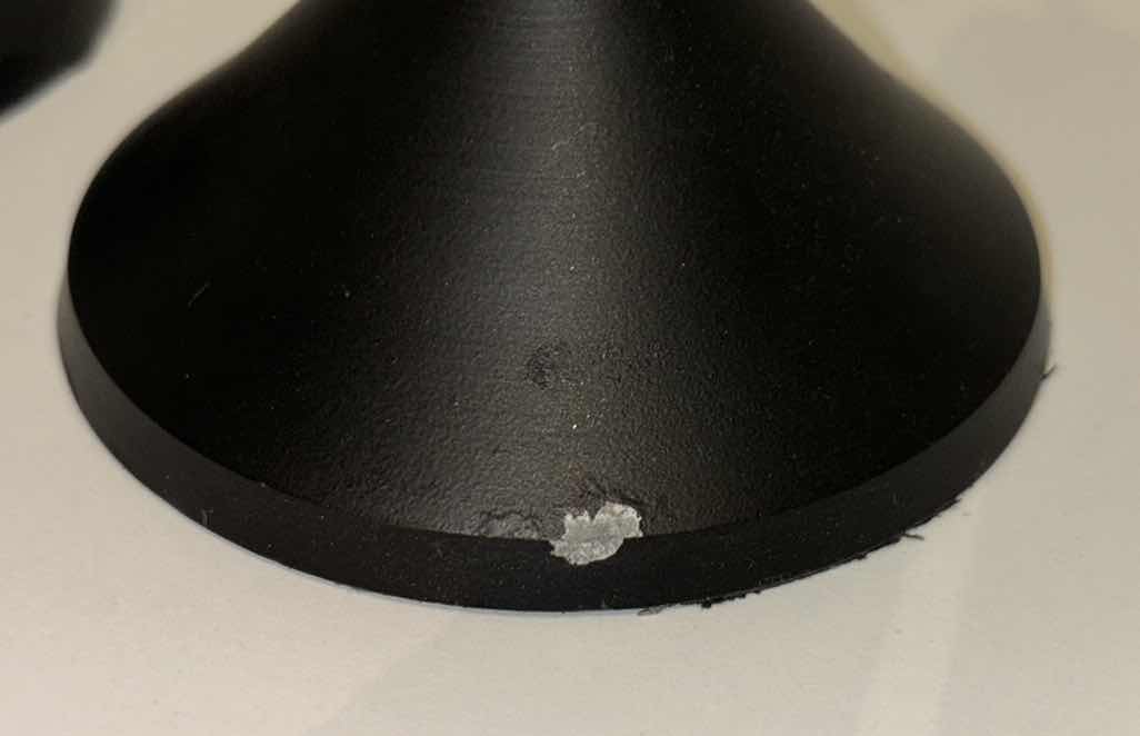 Photo 1 of PIER 1 IMPORTS SET OF 2 BLACK PILLAR CANDLE STICKS (9.5” & 12”)