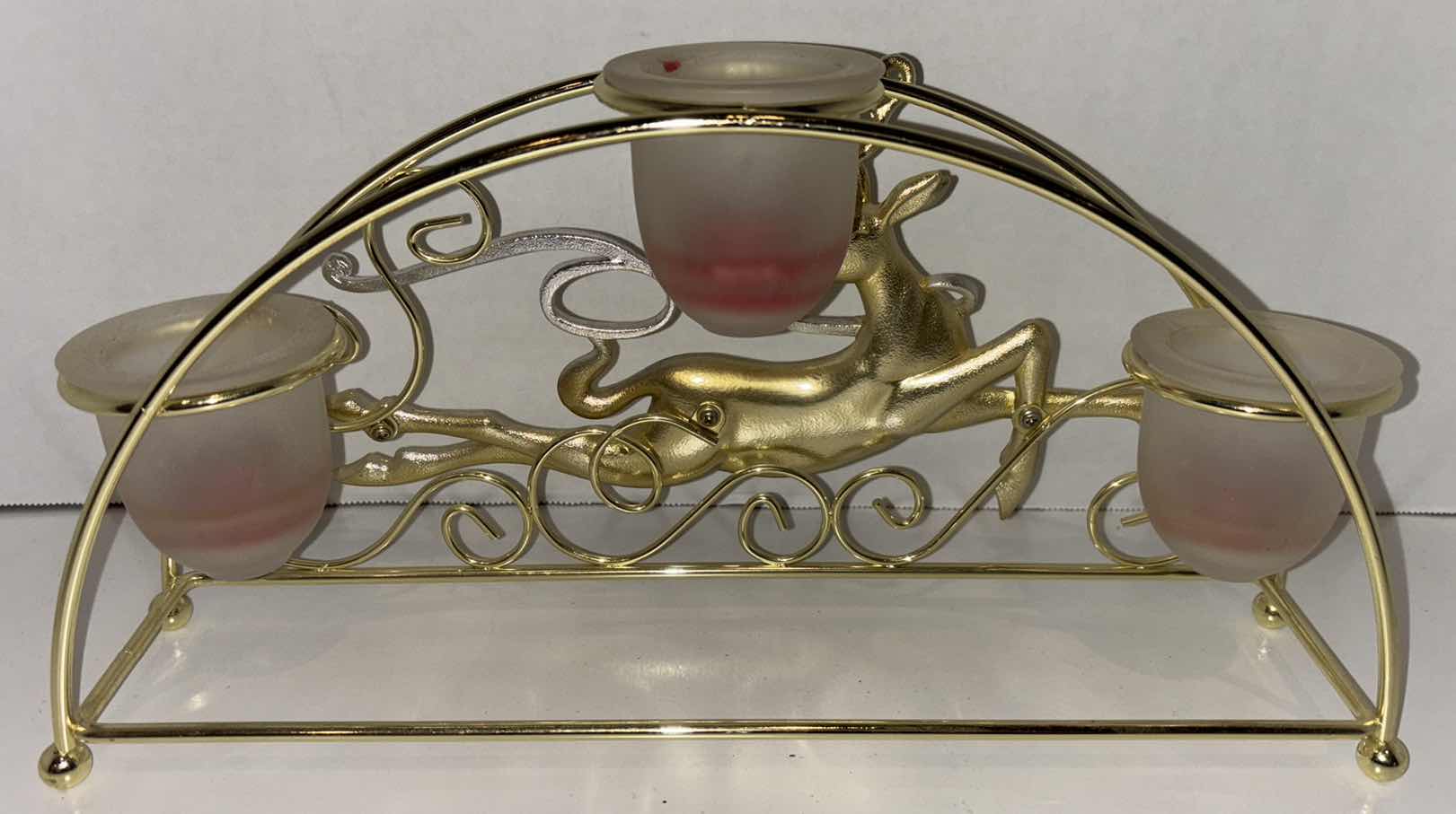 View 3 of REINDEER METAL VOTIVE CANDELABRA 4” X 14.5” H7.25”