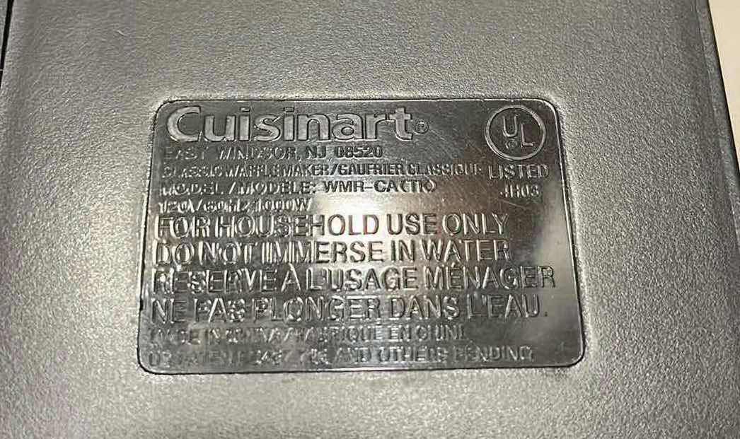 Photo 1 of CUISINART CLASSIC STAINLESS STEEL WAFFLE MAKER W BATTER PITCHER MODEL WMR-CA