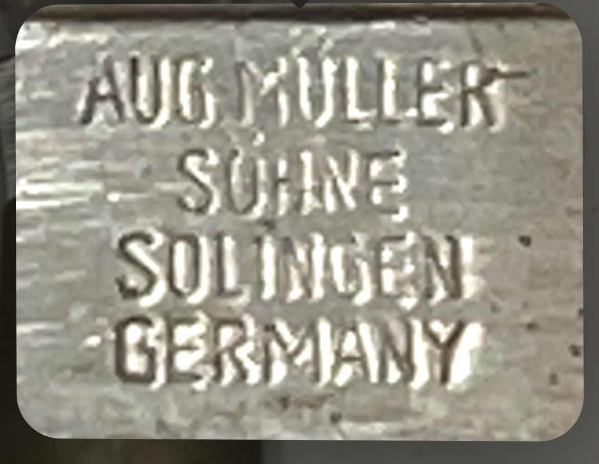 Photo 1 of IMPERIAL 9” FIXED BLADE KNIFE & AUG MULLER 10” FOLDING KNIFE W LEATHER DUAL SCABBARD