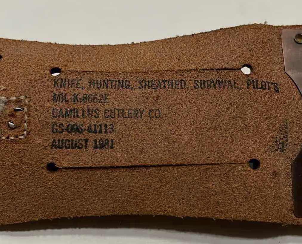 Photo 1 of CAMILLUS CUTLERY CO. PILOTS COMBAT SURVIVAL 10” FIXED BLADE KNIFE W SHARPENING STONE & LEATHER SHEATH