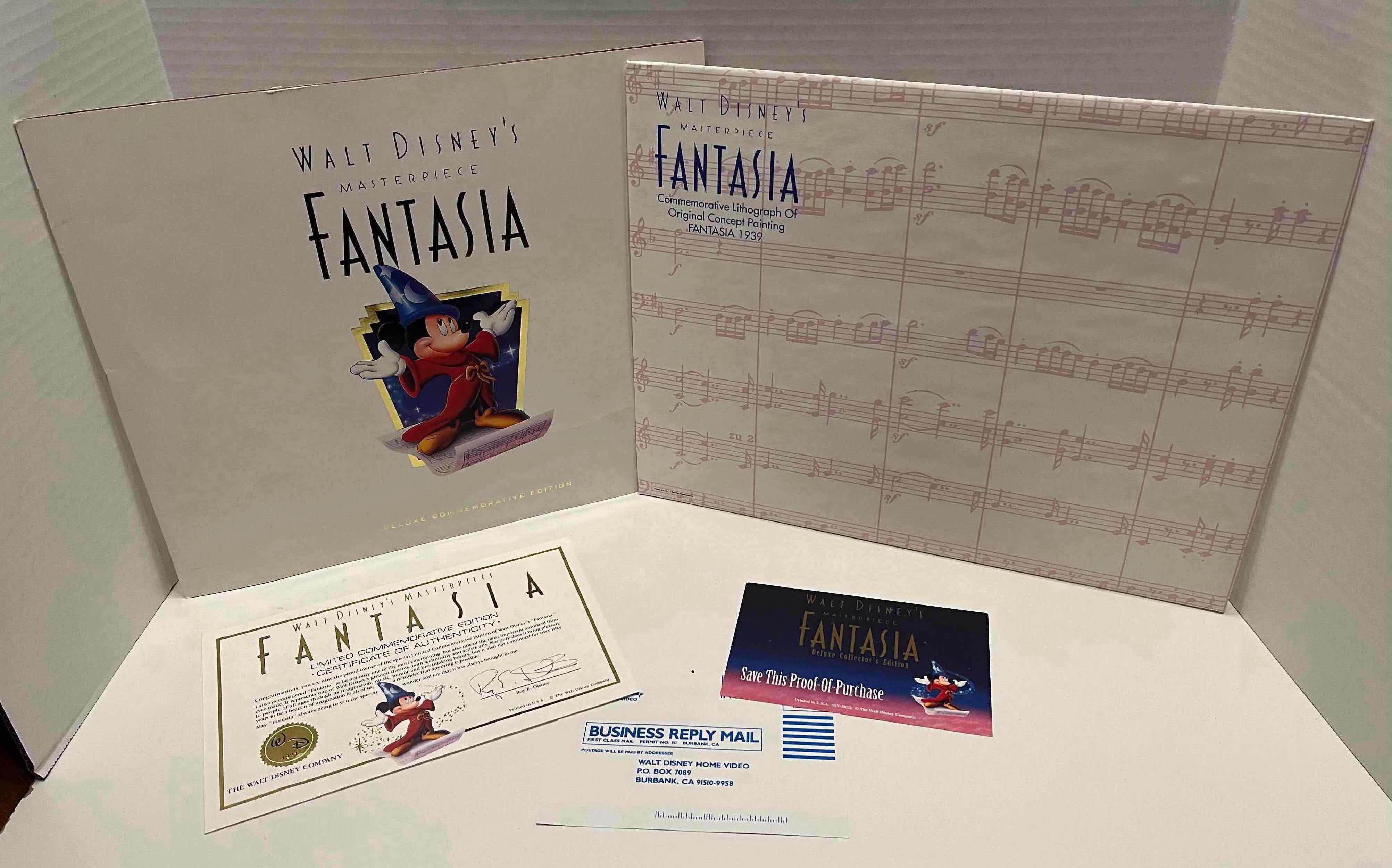 Photo 1 of WALT DISNEY MASTERPIECE LIMITED COMMEMORATIVE EDITION FANTASIA VHS MOVIE & SOUNDTRACK W COA, LITHOGRAPH