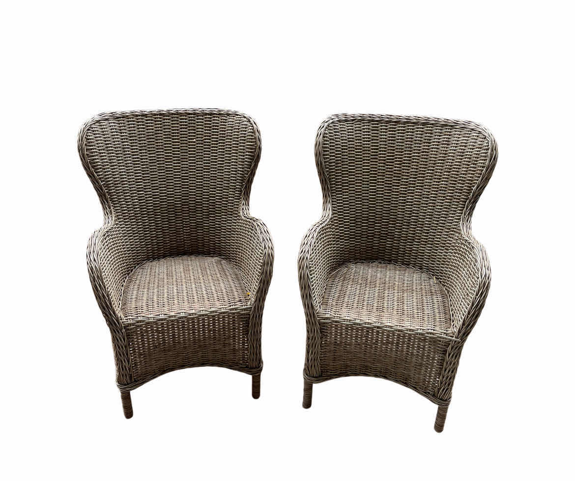 Photo 1 of PIER ONE WICKER WOVEN PATIO CHAIRS (2) 24” X 20” H38”