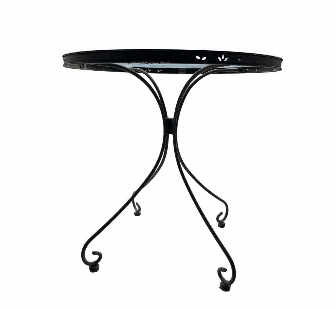 Photo 1 of BEVELED GLASS TOP WROUGHT IRON PATIO TABLE 29” X 28”