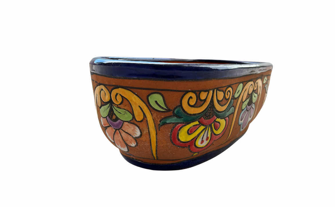 Photo 1 of GLAZED FLORAL OBLONG CERAMIC PLANTER POT 19” X 10” H7”