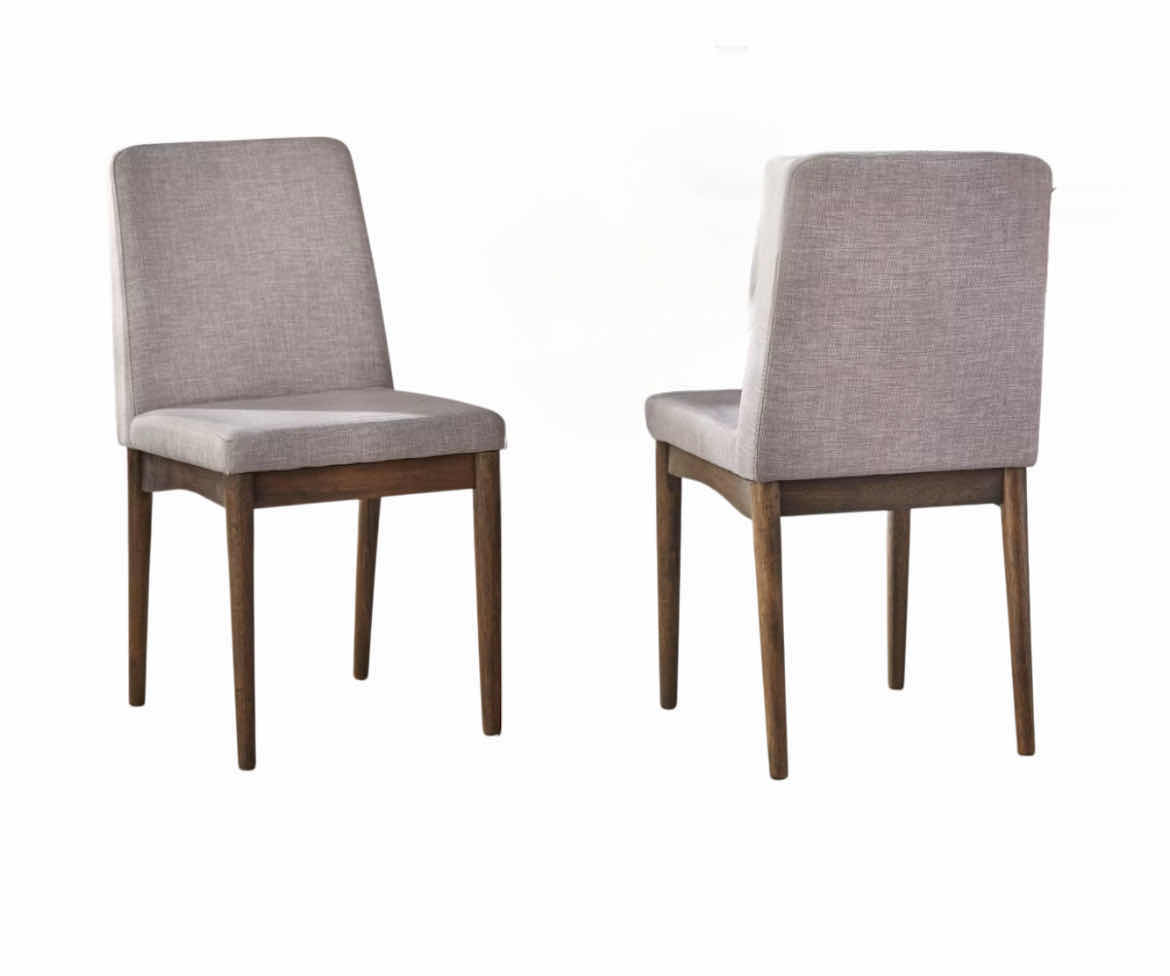 Photo 1 of BUYLATERAL ELEMENT LIGHT GRAY UPHOLSTERED RUBBER WOOD FRAME DINING CHAIRS SET OF 2
