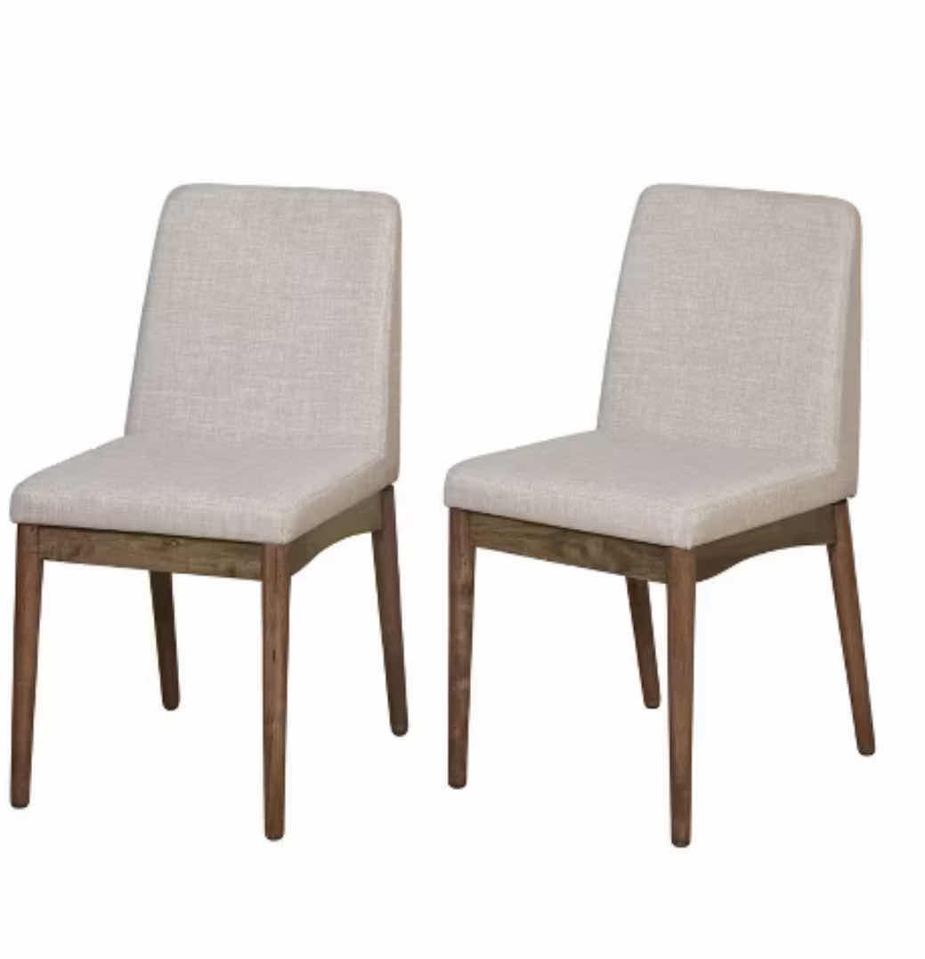 Photo 1 of BUYLATERAL ELEMENT LIGHT GRAY UPHOLSTERED RUBBER WOOD FRAME DINING CHAIRS SET OF 2