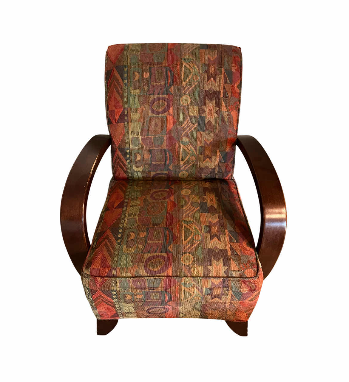 Photo 1 of SOUTHWESTERN TRIBAL PATTERN UPHOLSTERED WOOD ACCENTED OVERSIZED ARMCHAIR