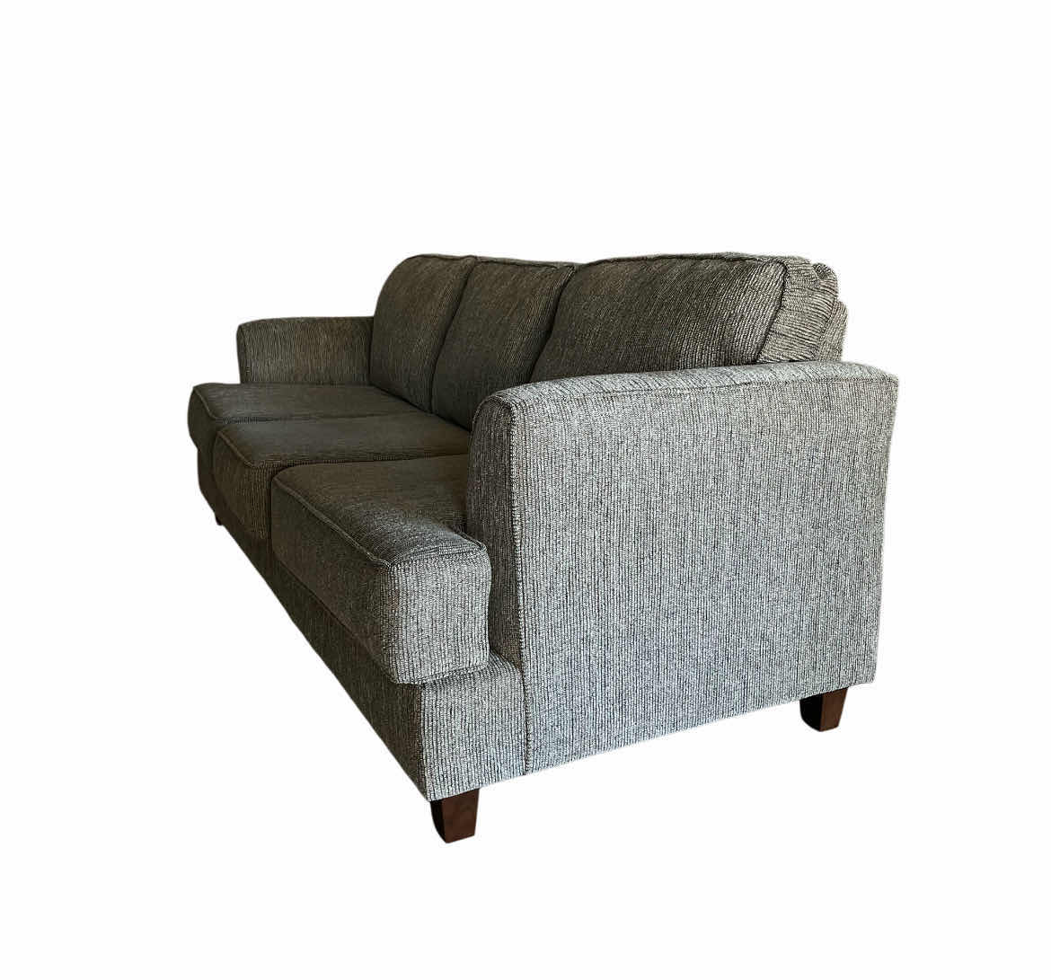 Photo 1 of HUGES JOHNSON COLLECTION LIGHT GRAY CORDUROY SOFA W 2 THROW PILLOWS 88” X 37” H34”