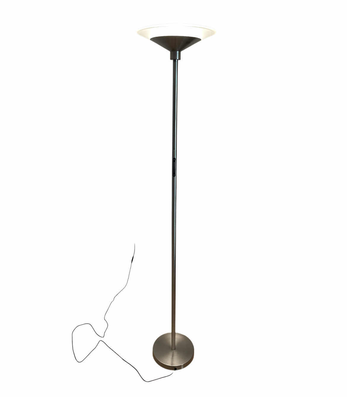 Photo 1 of ADESSI SOLAR BRUSHED STEEL FROSTED SHADE INTEGRATED DIMMER LED FLOOR LAMP 5121-22 14” X 71”