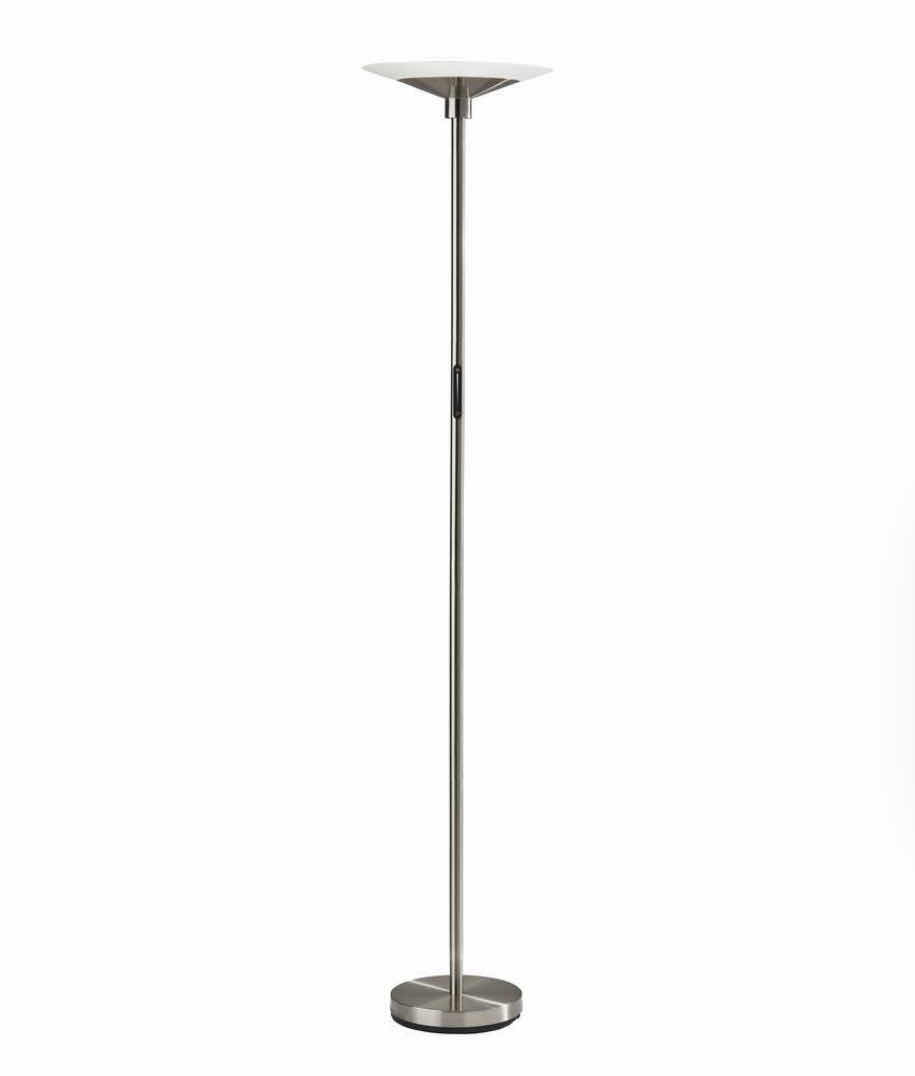 Photo 1 of ADESSI SOLAR BRUSHED STEEL FROSTED SHADE INTEGRATED DIMMER LED FLOOR LAMP 5121-22 14” X 71”