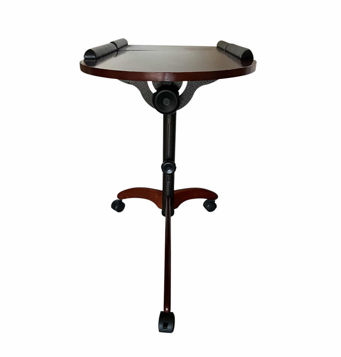 Photo 3 of MAHOGANY FINISH ROLLING LAPTOP WORK STATION 29” X 16” H26”-35”