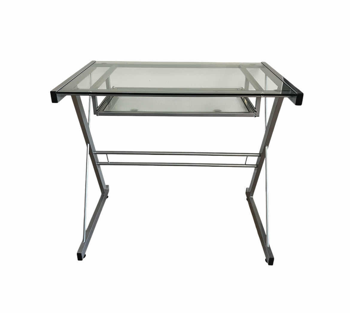 Photo 1 of WALKER EDISON GLASS & SILVER SOLO MODERN COMPUTER DESK