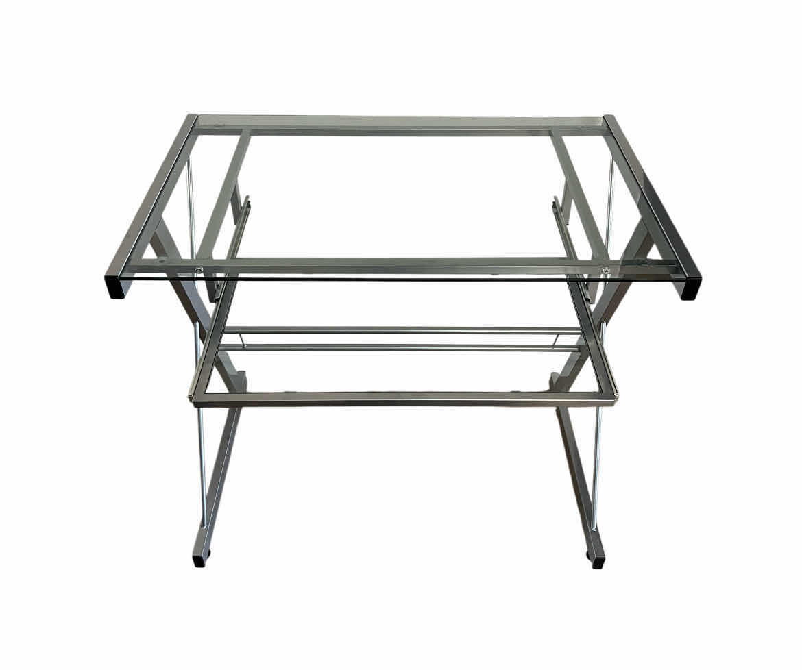 Photo 1 of WALKER EDISON GLASS & SILVER SOLO MODERN COMPUTER DESK