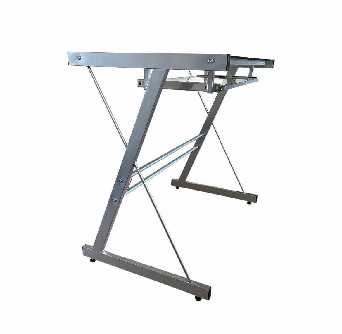 Photo 1 of WALKER EDISON GLASS & SILVER SOLO MODERN COMPUTER DESK