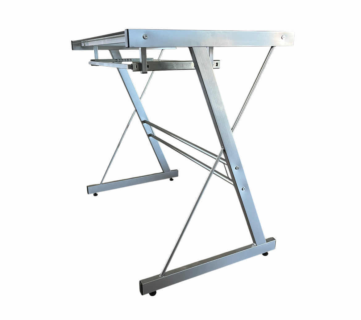 Photo 1 of WALKER EDISON GLASS & SILVER SOLO MODERN COMPUTER DESK