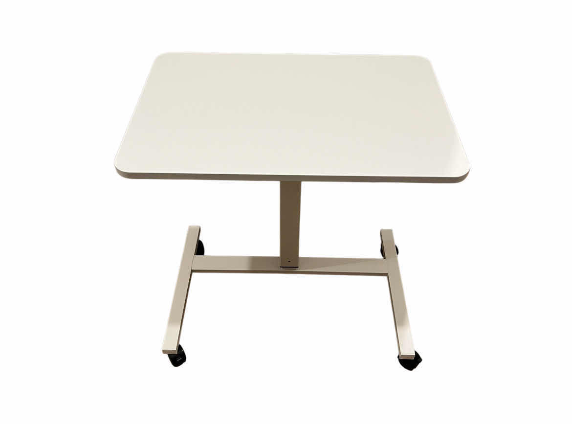 Photo 5 of MOBLE WHITE FINISH ADJUSTABLE HEIGHT SIT/STAND ROLLING DESK WORK STATION 28” X 19” H29”-45.5”