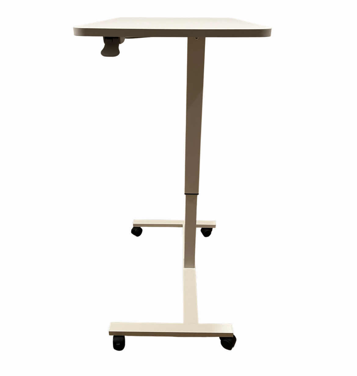 Photo 3 of MOBLE WHITE FINISH ADJUSTABLE HEIGHT SIT/STAND ROLLING DESK WORK STATION 28” X 19” H29”-45.5”