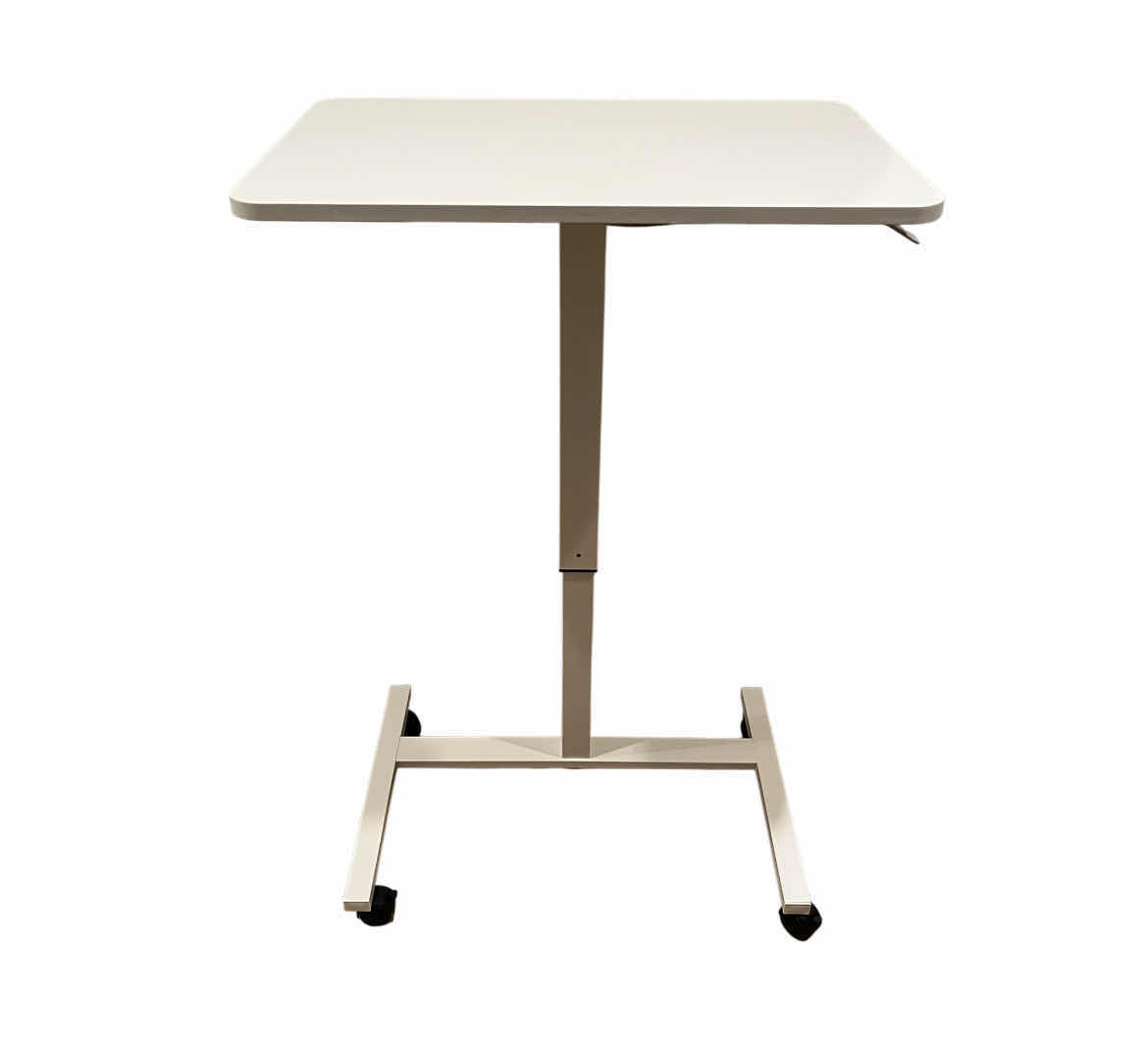 Photo 2 of MOBLE WHITE FINISH ADJUSTABLE HEIGHT SIT/STAND ROLLING DESK WORK STATION 28” X 19” H29”-45.5”