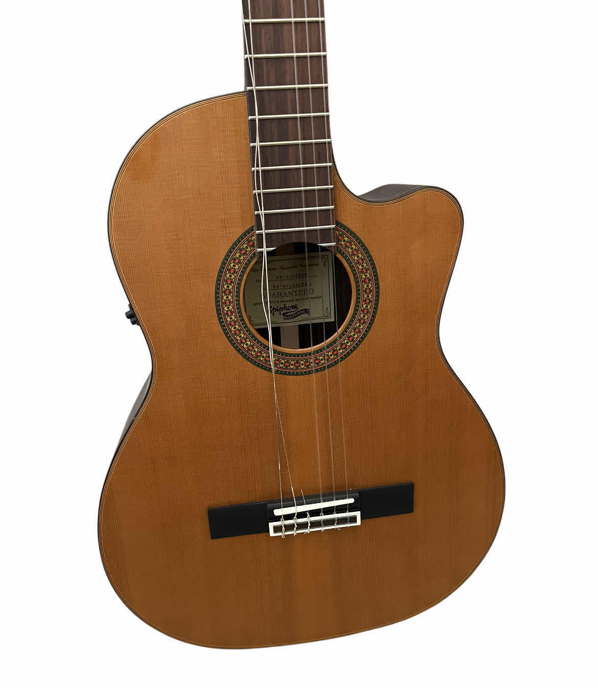 Photo 4 of EPIPHONE MASTERBILT SOLID WOOD ACOUSTIC/ELECTRIC GUITAR EN-546CENS & EPIPHONE BLACK/BROWN HARD CASE