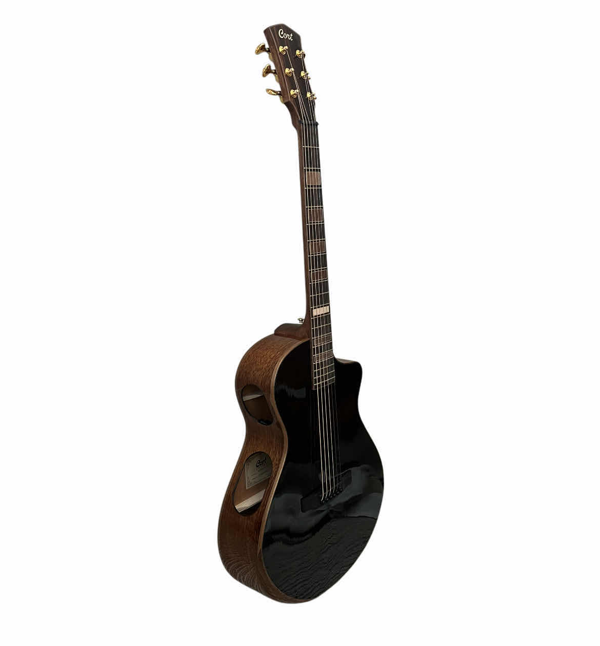 Photo 1 of CORT MASTERPIECE SERIES CONCERT ACOUSTIC/ELECTRIC GUITAR MODERN BLACK TBK & CORT DARK BROWN HARD CASE