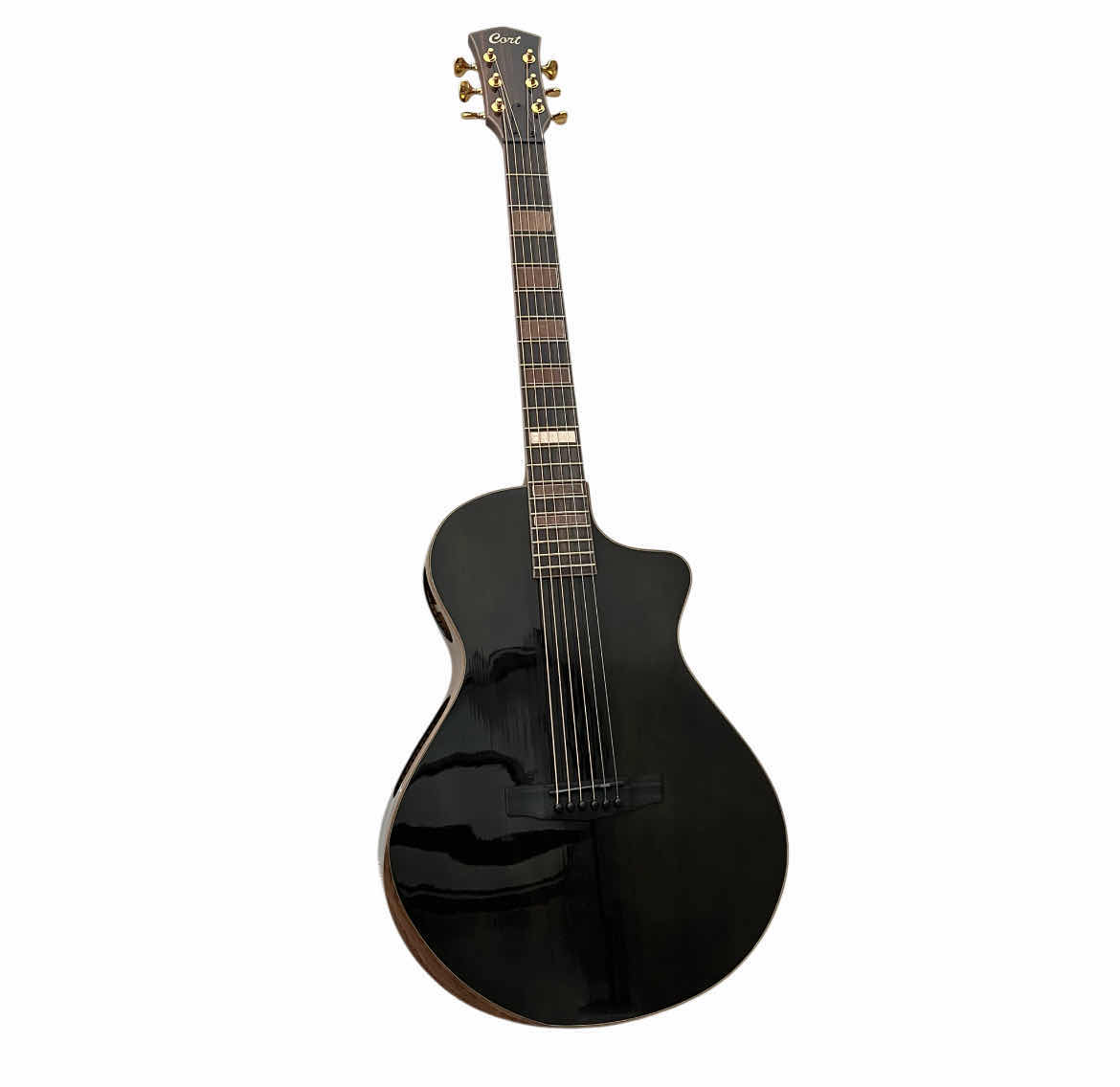 Photo 1 of CORT MASTERPIECE SERIES CONCERT ACOUSTIC/ELECTRIC GUITAR MODERN BLACK TBK & CORT DARK BROWN HARD CASE