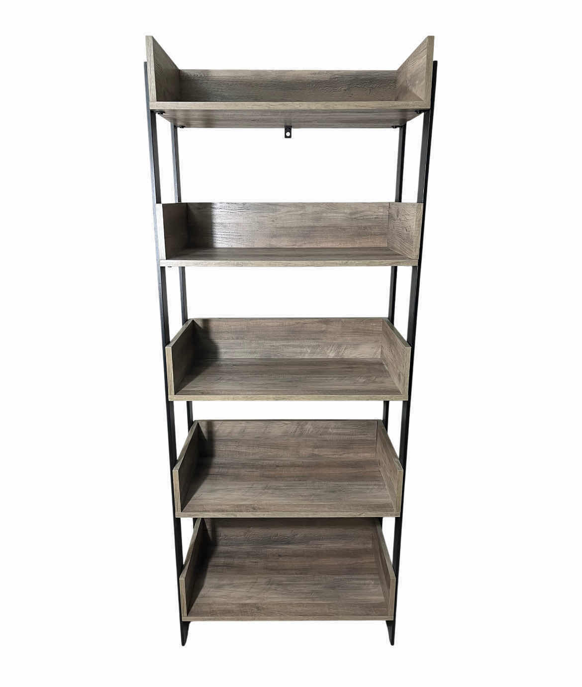 Photo 1 of WALKER EDISON MORTY GRAY WASH WOOD FINISH BLACK METAL FRAME BOOKSHELF 25” X 13” H64”