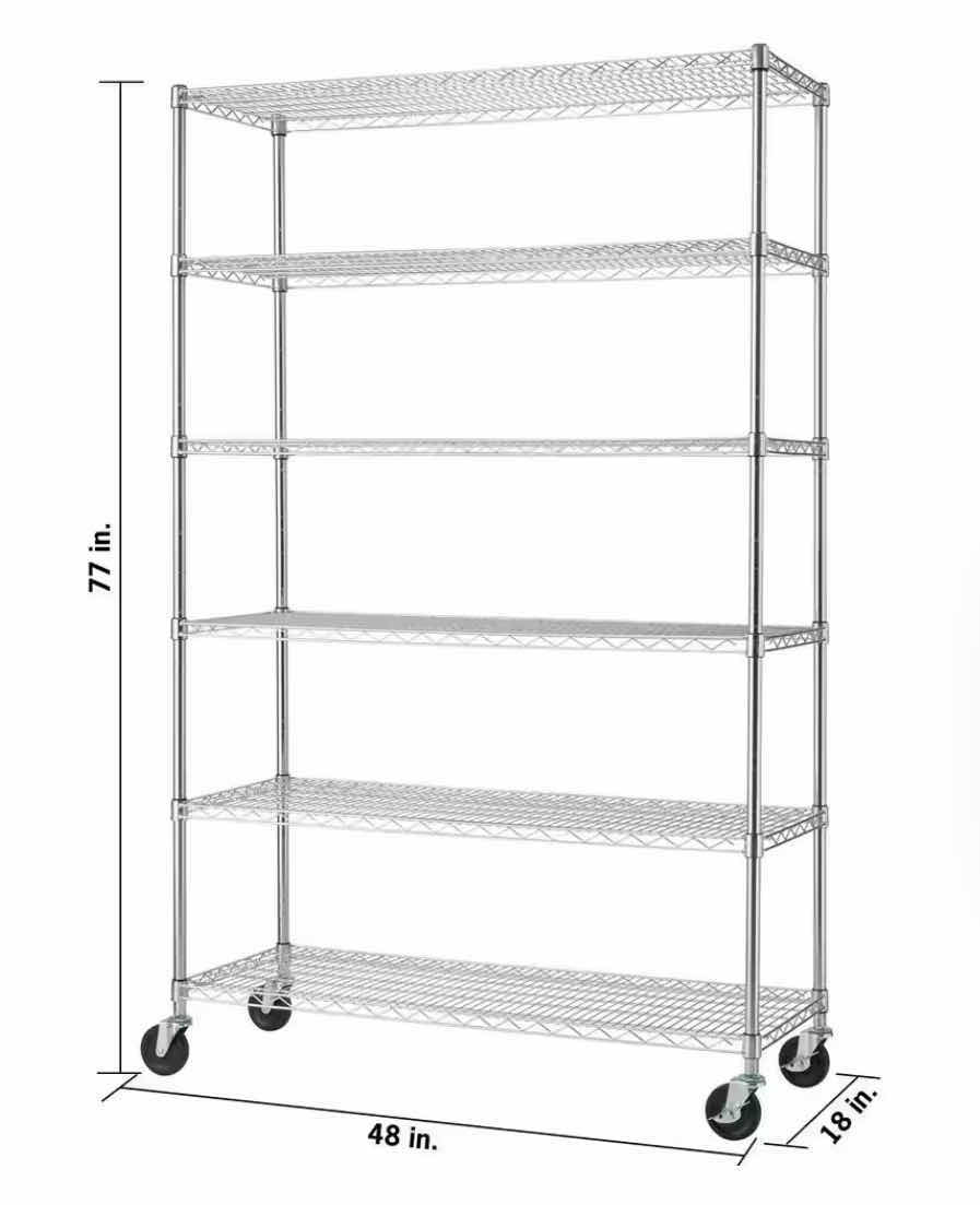 Photo 3 of TRINITY ECO-STORAGE 6 TIER ROLLING CHROME STEEL WIRE SHELVING UNIT