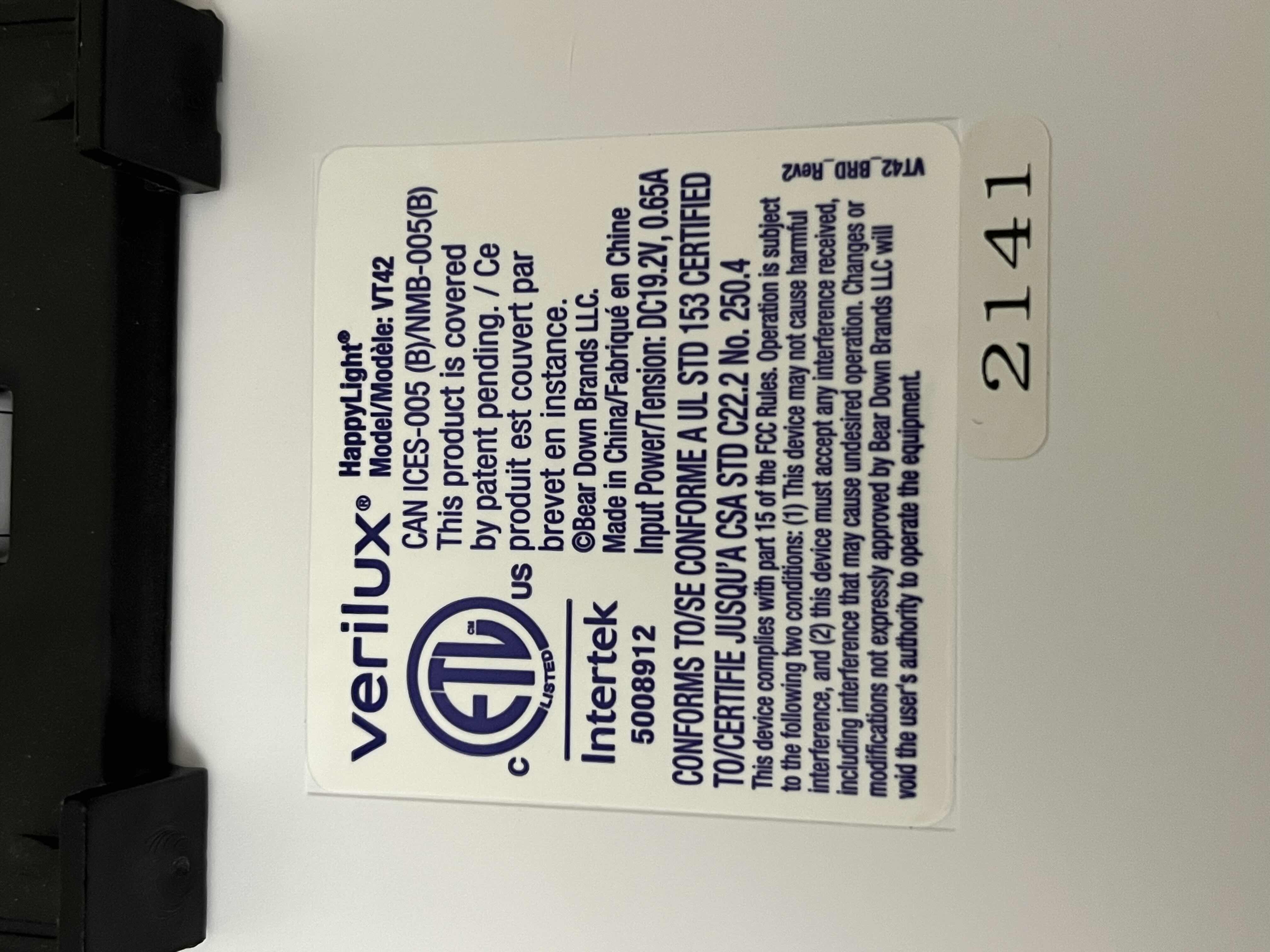 Photo 1 of VERILUX LED THERAPY HAPPY LIGHT MODEL VT42