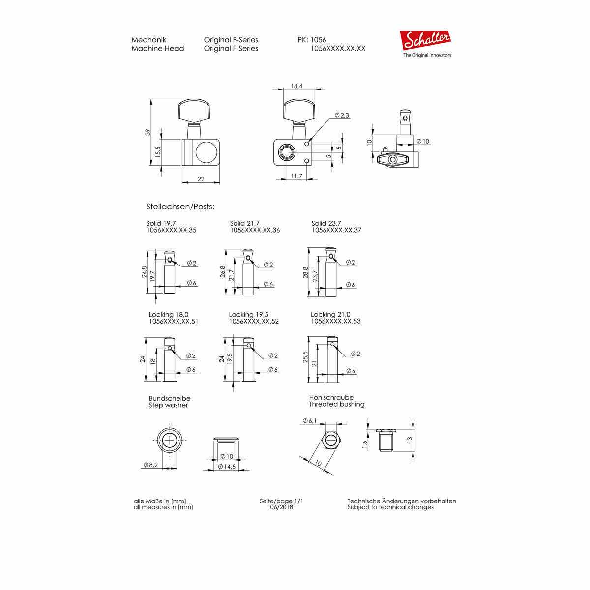 Photo 1 of SCHALLER MACHINE HEADS F SERIES LOCKING TUNER 6” BLACK CHROME 10560420.01.50