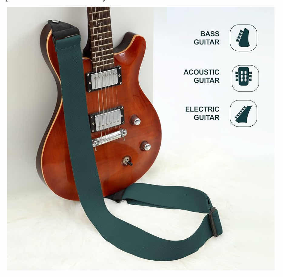 Photo 1 of NEFELIBATA 2.3” THICKENED SOLID COLOR COTTON GUITAR STRAPS, CHRISTMAS GREEN