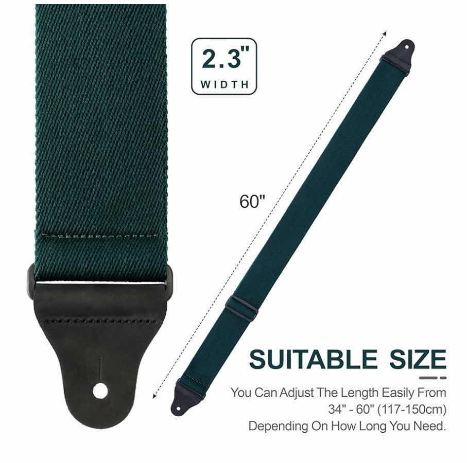 Photo 1 of NEFELIBATA 2.3” THICKENED SOLID COLOR COTTON GUITAR STRAPS, CHRISTMAS GREEN