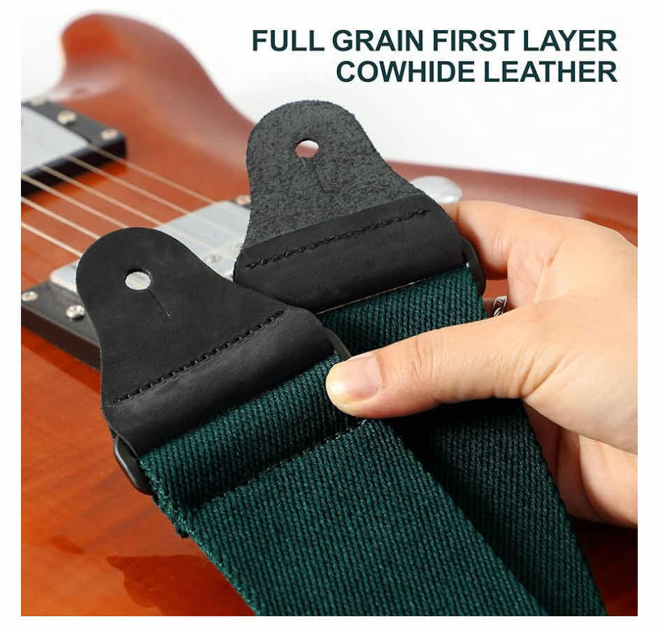 Photo 4 of NEFELIBATA 2.3” THICKENED SOLID COLOR COTTON GUITAR STRAPS, HAZE BLUE