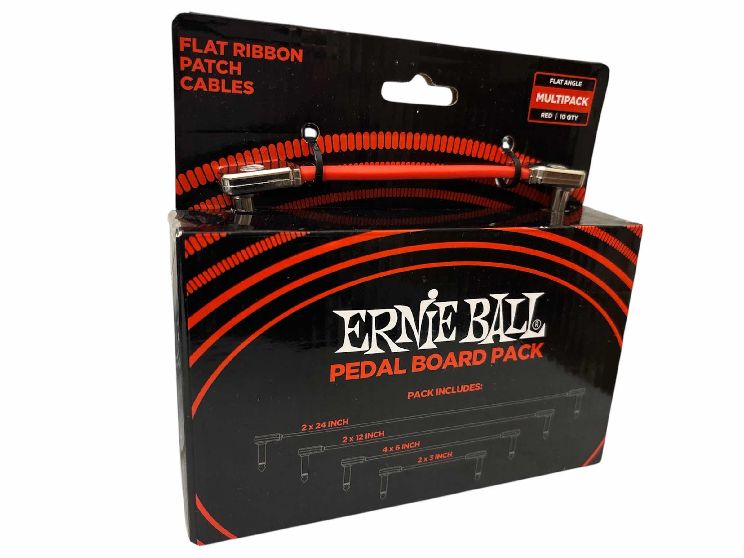 Photo 1 of ERNIE BALL FLAT RIBBON PATCH CABLES PEDAL BOARD PACK, RED MULTIPACK QTY 10